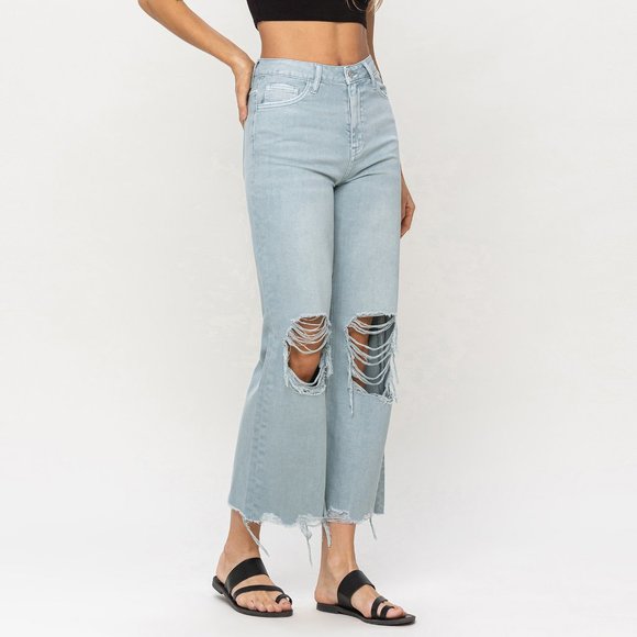 *NEW* Vervet by Flying Monkey 90's Vintage High-Rise Crop Flare Jeans - Picture 1 of 10